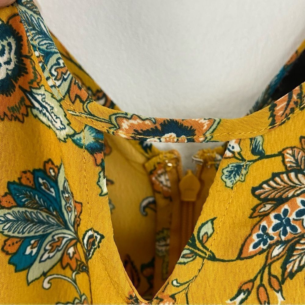 Forever 21 Womens Harvest Yellow Floral Wide Leg Jumpsuit Boho Cottagecore 3X - Picture 7 of 12
